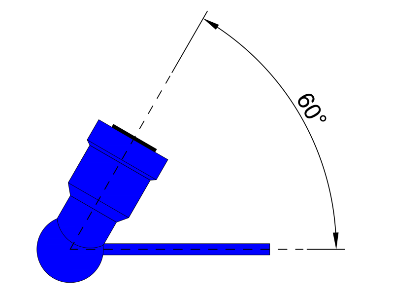 angular position push-lock connection 60°