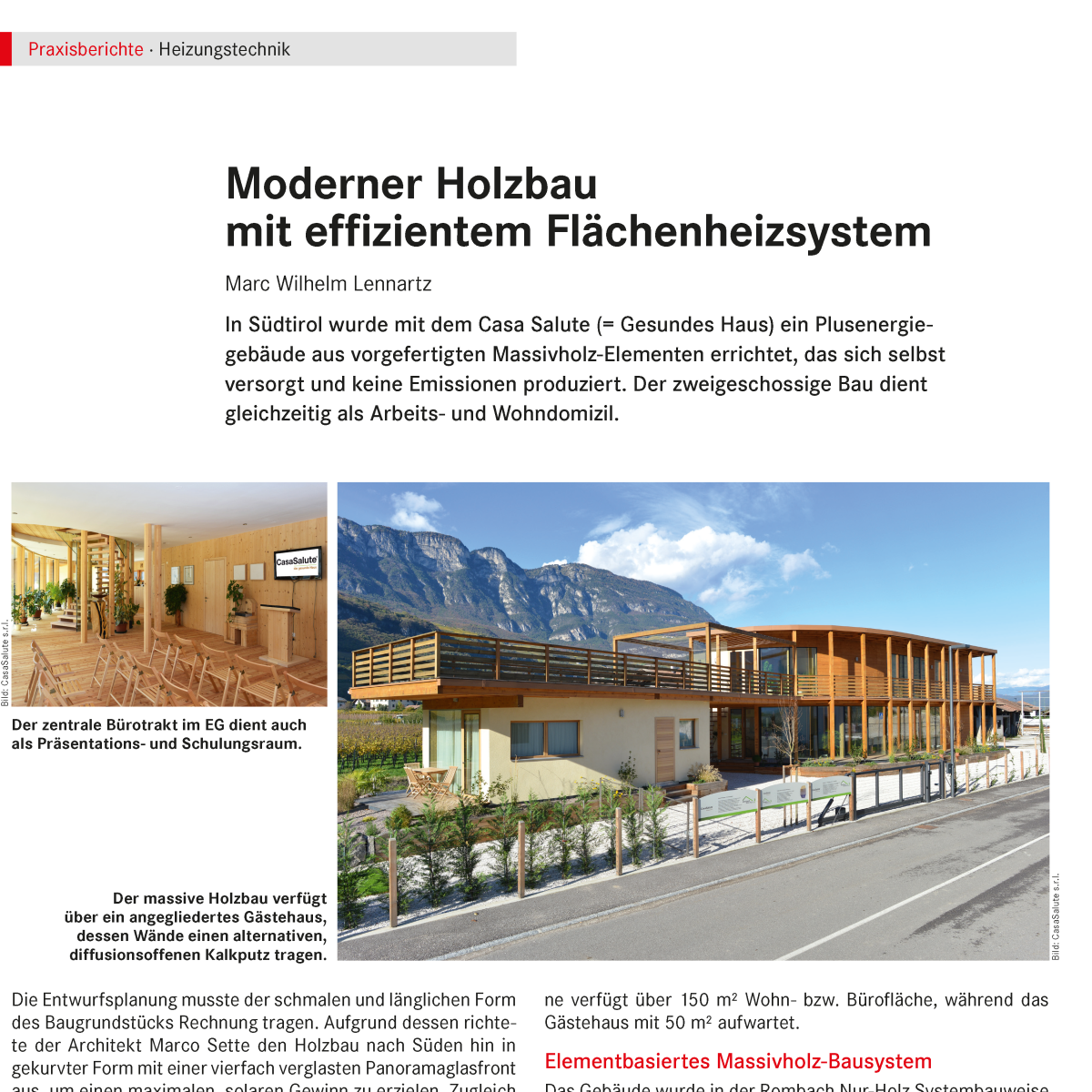 Zeitungsausschnitt MGT Moderner Holzbau mit effizientem Flächenheizsystem