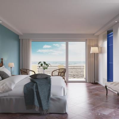 Hotelzimmer mit Strandblick, Kapillarrohrmatten in Wand